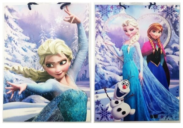 Set of 2 Extra Large Disney Frozen Glitter Gift Bags with Various Designs