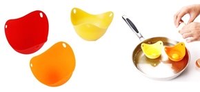 Set of 2 Silicone Egg Poachers for Modern Egg Poaching - Available in Yellow, Red, or Orange