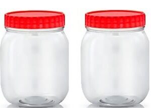 Set of 2 Transparent Plastic PET Jars, 750ml