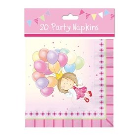 Set of 20 Fairy Princess Paper Napkins for Girls' Birthday Party