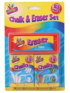 Set of 25 Colorful Chalks and Eraser