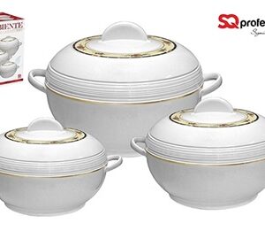 Set of 3 Ambiente Deluxe Insulated Hot Pot Casserole Food Warmers - Small Sizes (1200ML, 1600ML, 2500ML)