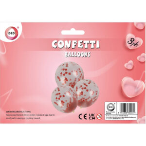 Set of 3 Confetti Balloons for Weddings and Valentine's Day