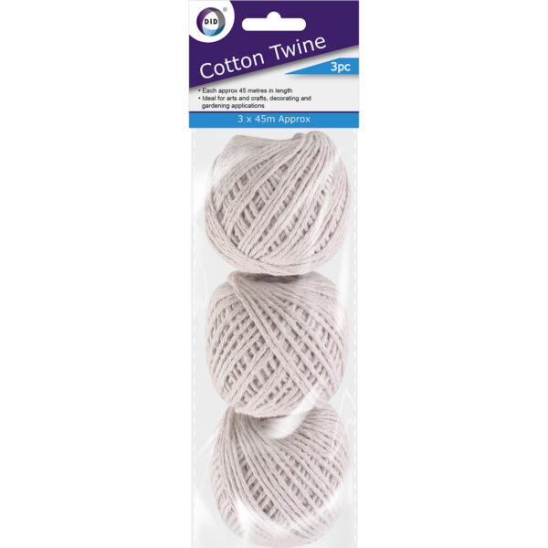 Set of 3 Cotton Twine Rolls (45m Each)