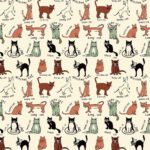 Set of 3 Highlands Cotton Tea Towels, 50cm x 70cm - Cat Design