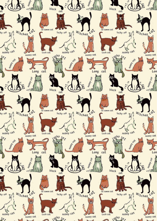 Set of 3 Highlands Cotton Tea Towels, 50cm x 70cm - Cat Design