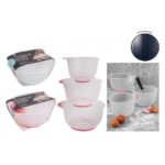 Set of 3 Non-Slip Clear Mixing Bowls in Assorted Colors by Living Colour