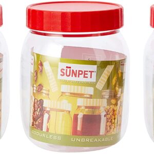 Set of 3 Round Plastic Sunpet Food Storage Jars, 500ml Each