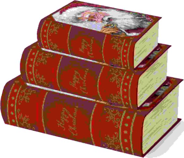 Set of 3 Santa-Themed Traditional Christmas Book Gift Boxes