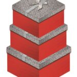 Set of 3 Silver Glitter Square Boxes