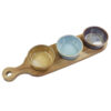 Set of 3 Snack Dishes with Wooden Tray