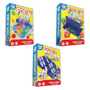 Set of 3 Travel Games - Pop N Hop, Connect 4, & Who's Left