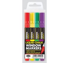 Set of 4 Colored Liquid Chalk Window Markers