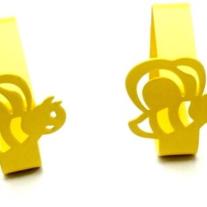 Set of 4 Metal Tablecloth Clips with Yellow Bee Design