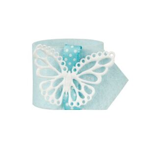 Set of 4 Napkin Rings with Blue Butterfly Design