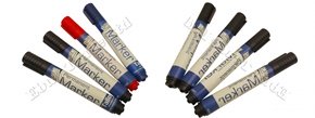 Set of 4 Permanent Markers with Bullet Tip (Black and Various Colors)