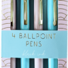 Set of 4 Pink Blossom Retractable Ballpoint Pens - Hang Pack