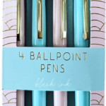 Set of 4 Pink Blossom Retractable Ballpoint Pens - Hang Pack