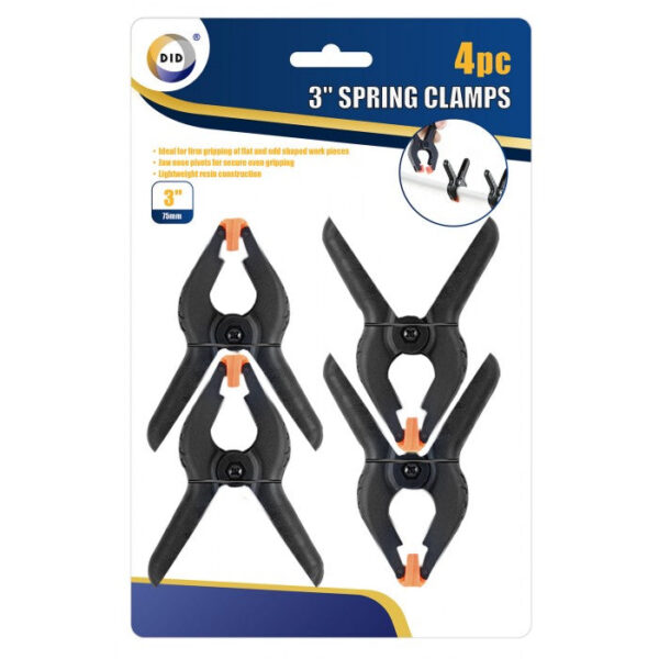 Set of 4 Spring Clamps, 3 Inches Each