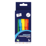 Set of 5 Assorted Bright Color Highlighters by Just Stationery