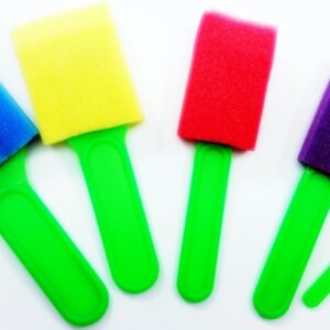 Set of 5 Colored Foam Craft Sponges with Plastic Brush