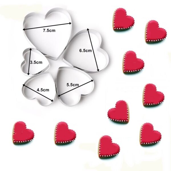 Set of 5 Heart-Shaped Biscuit Cutters