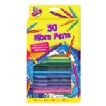 Set of 50 Colored Fiber Pens for Kids' School Art and Drawing