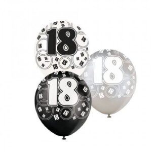 Set of 6 Black Glitter Balloons, 18 Inches