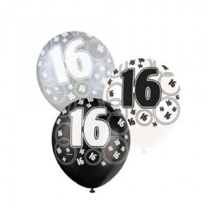 Set of 6 Black Glitz 16-Inch Balloons