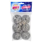 Set of 6 Buzz Stainless Steel Scrubbers