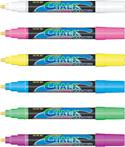 SET OF 6 FLUORESCENT WINDOW MARKER PENS IN VARIOUS COLORS