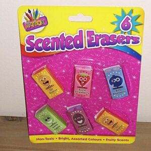 Set of 6 Fruit-Scented Erasers in Art Box