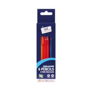 Set of 6 Just Stationery Mechanical Pencils with Erasers