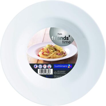 Set of 6 Large White Luminarc Friends Time Pasta Plates, 28.5 cm