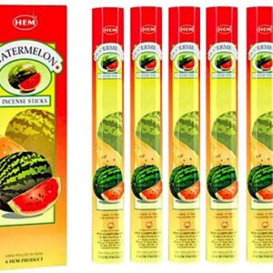 Set of 6 Packs of HEM Watermelon Incense Sticks, 20 Sticks per Pack