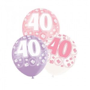 Set of 6 Pink Glitz Balloons, 40 inches