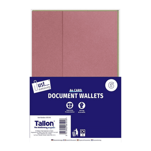 Set of 6 Traditional Card Document Wallets by Just Stationery