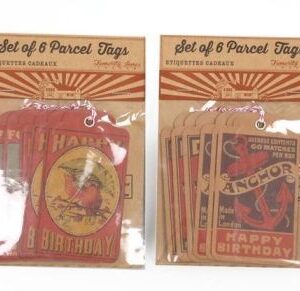 Set of 6 Vintage Match Tags in 2 Varieties