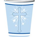 Set of 8 Blue Religious Cups