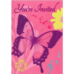 Set of 8 Butterfly-Themed Invitations