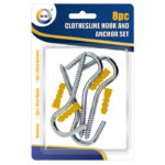Set of 8 Clothesline Hooks and Anchors