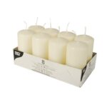 Set of 8 Cream Pillar Candles 50 x 100 mm