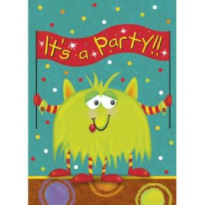 Set of 8 Fun Monster Alien Invitations with Envelopes for Kids