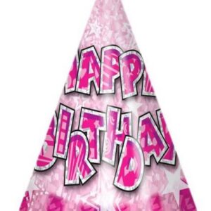 Set of 8 Pink Happy Birthday Party Hats