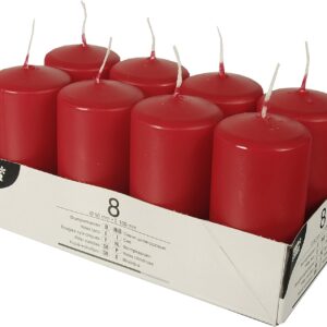 Set of 8 Red Pillar Candles 50 x 100 mm