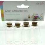 Set of Four 12.5ml Mini Craft Glass Bottles with Cork Stoppers