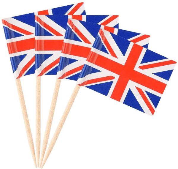 SHATCHI Union Jack Sandwich/Cocktail Party Flags, Pack of 50