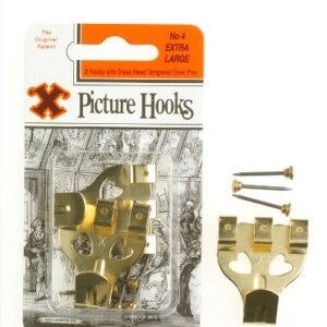 SHAW X Extra Large Brass Plated Picture Hooks No. 4, Pack of 2