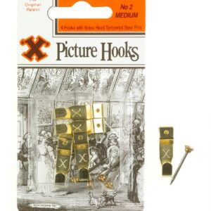 SHAW X MEDIUM / NO. 2 BRASS-PLATED PICTURE HOOKS, PACK OF 4