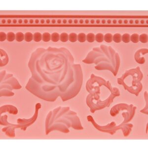 Silicone Fondant Mold in Pink Rose Design